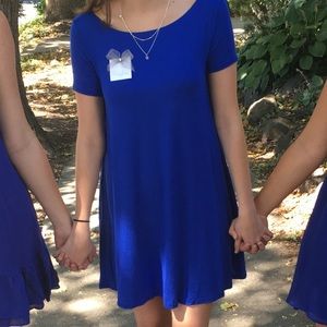 Lulus royal blue t-shirt dress with an open back